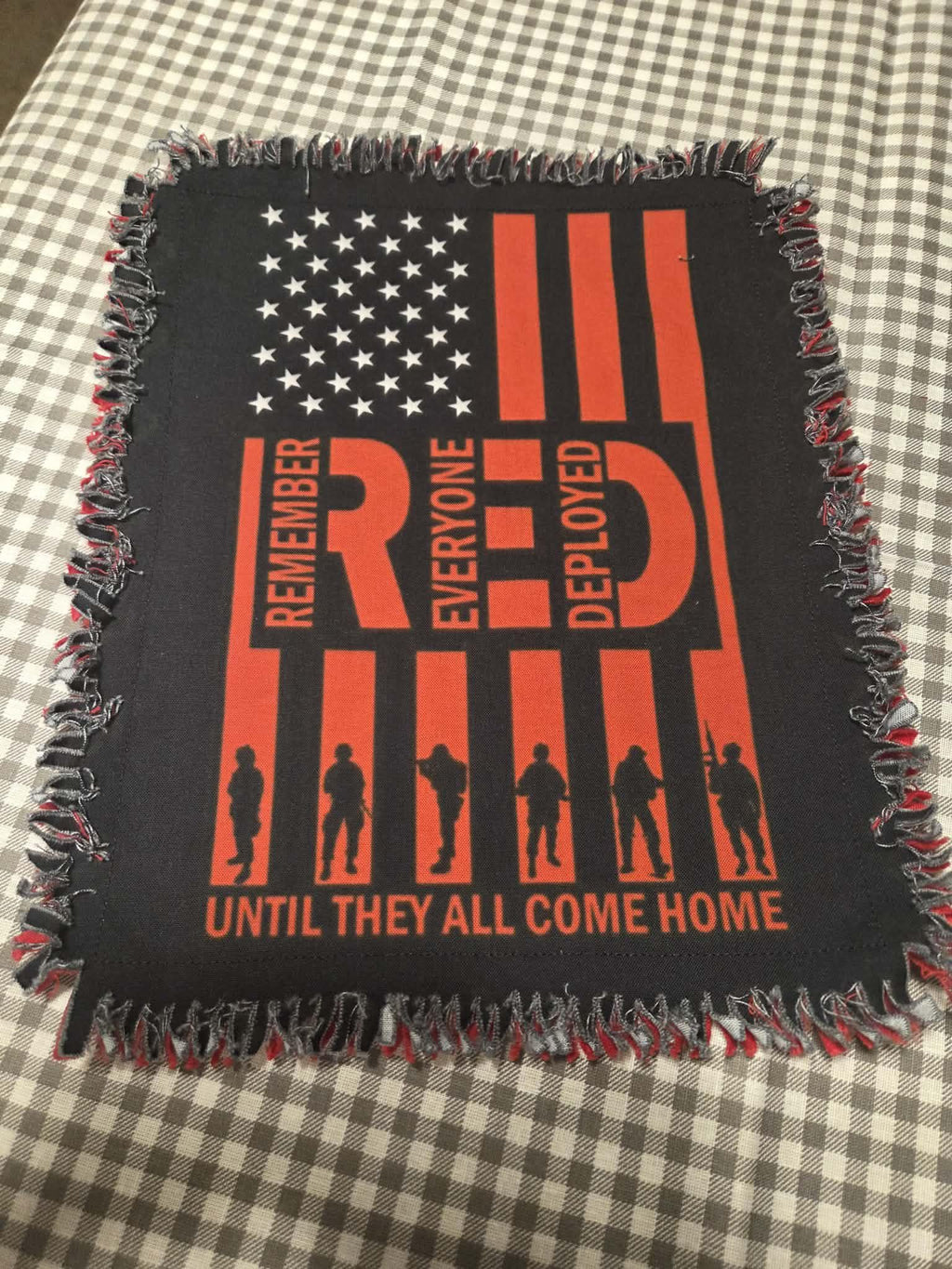 Red hank frayed edges